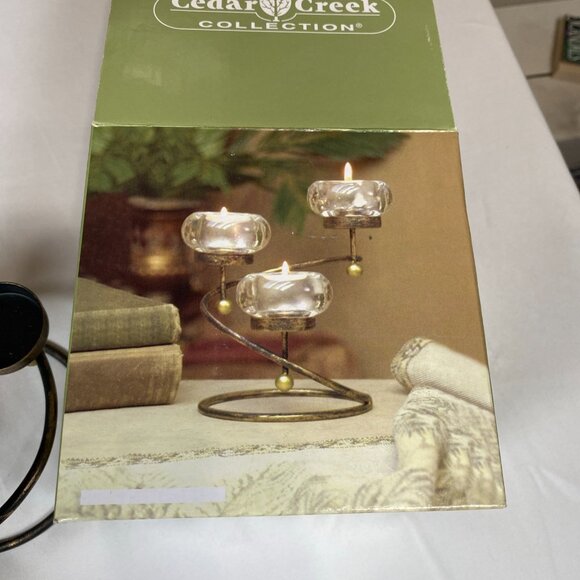 Cedar Creek Wire Holder w/ 3 Glass Tealight Holders Candle Holder - Picture 3 of 3
